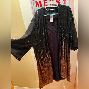 Sequin Gold and Black Ombré Kimono